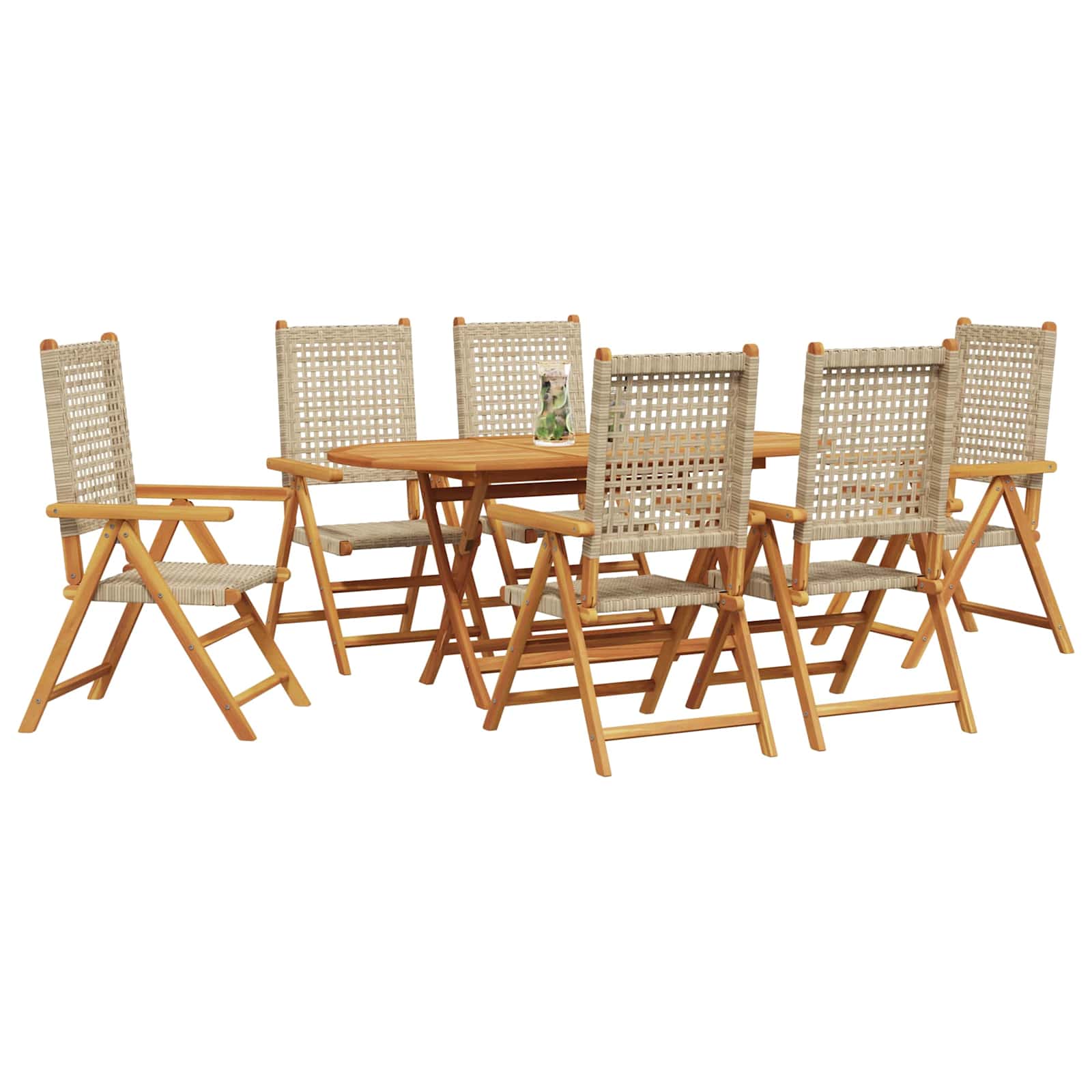 Vrtni set za objed 7 pcs Bež Čvrsto drvo akacije