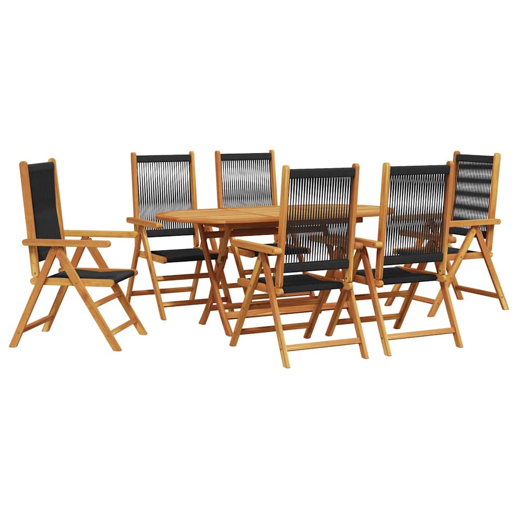 Vrtni set za objed 7 pcs Crna Čvrsto drvo akacije