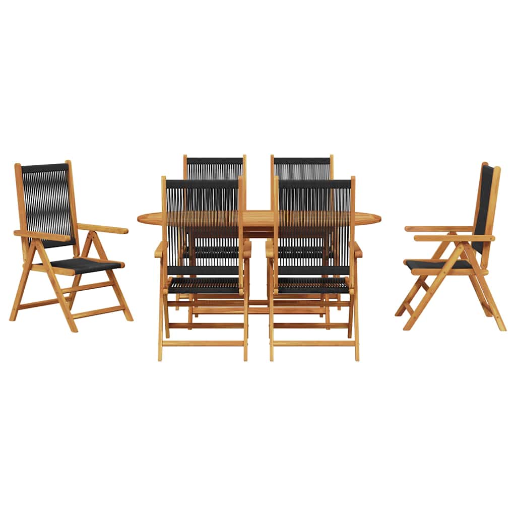 Vrtni set za objed 7 pcs Crna Čvrsto drvo akacije