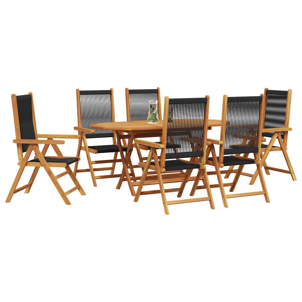 Vrtni set za objed 7 pcs Crna Čvrsto drvo akacije