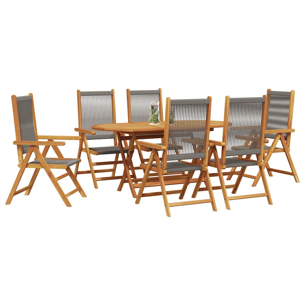 Vrtni set za objed 7 pcs Siva Čvrsto drvo akacije
