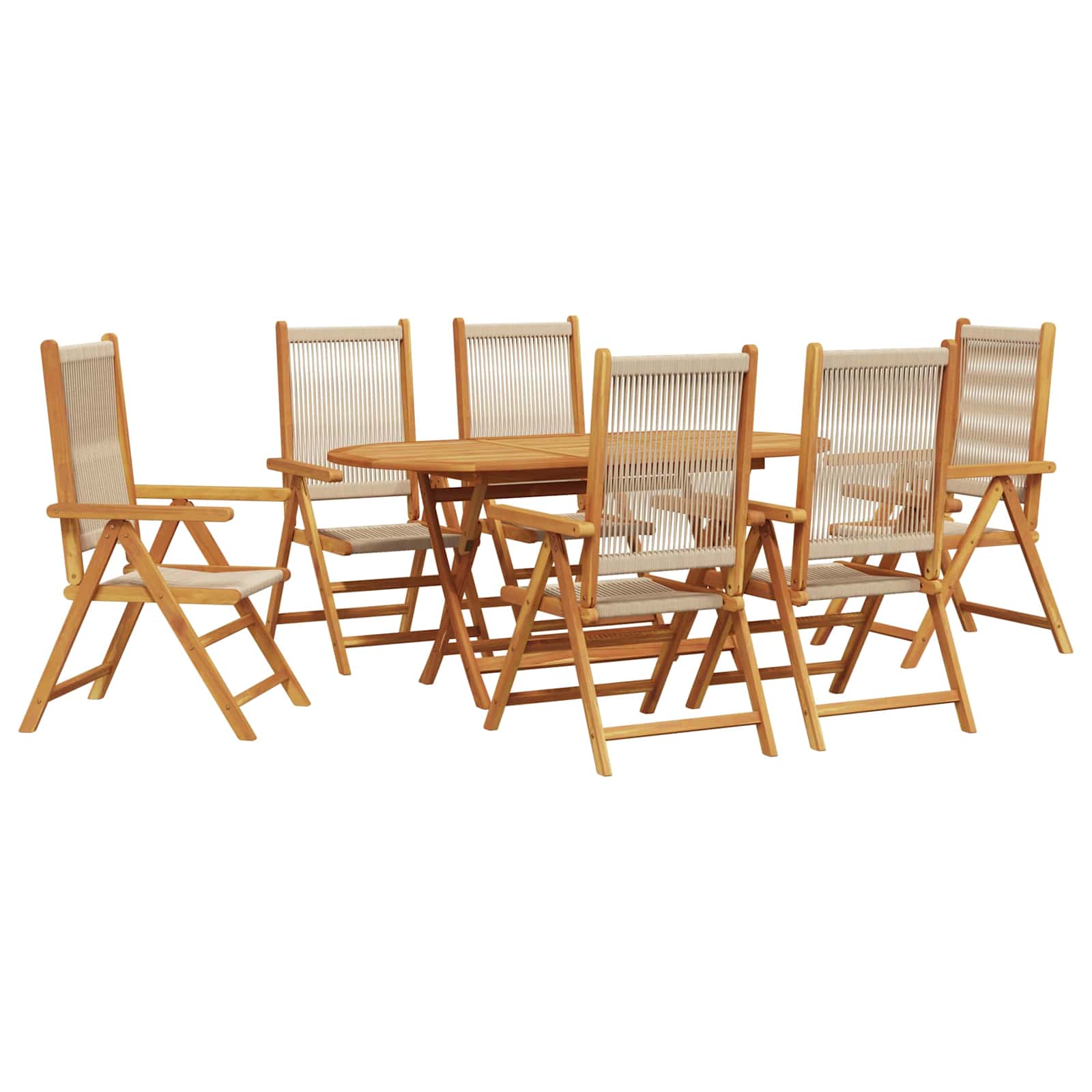Vrtni set za objed 7 pcs Bež Čvrsto drvo akacije