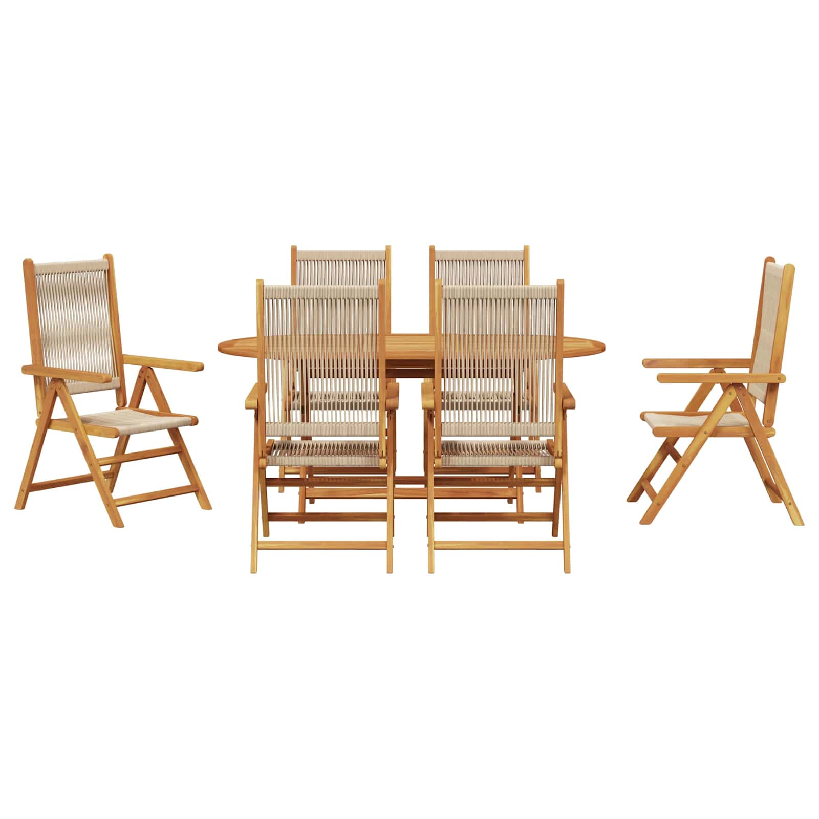 Vrtni set za objed 7 pcs Bež Čvrsto drvo akacije