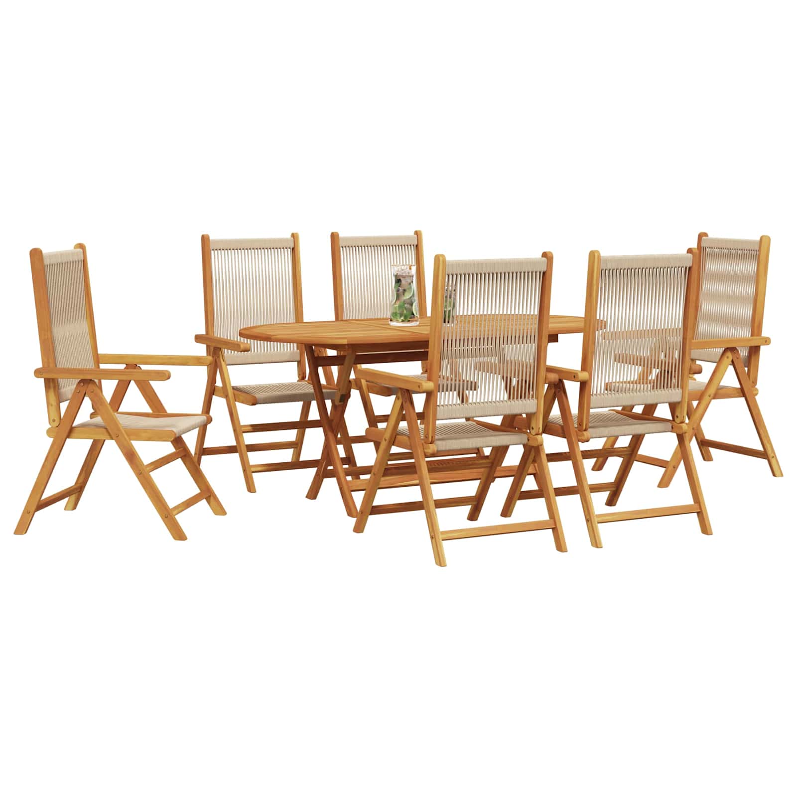 Vrtni set za objed 7 pcs Bež Čvrsto drvo akacije