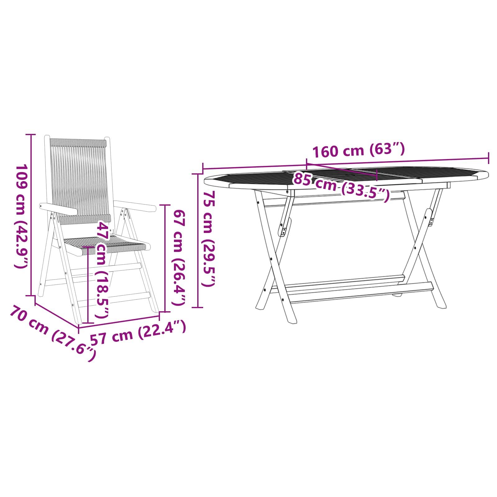 Vrtni set za objed 7 pcs Bež Čvrsto drvo akacije