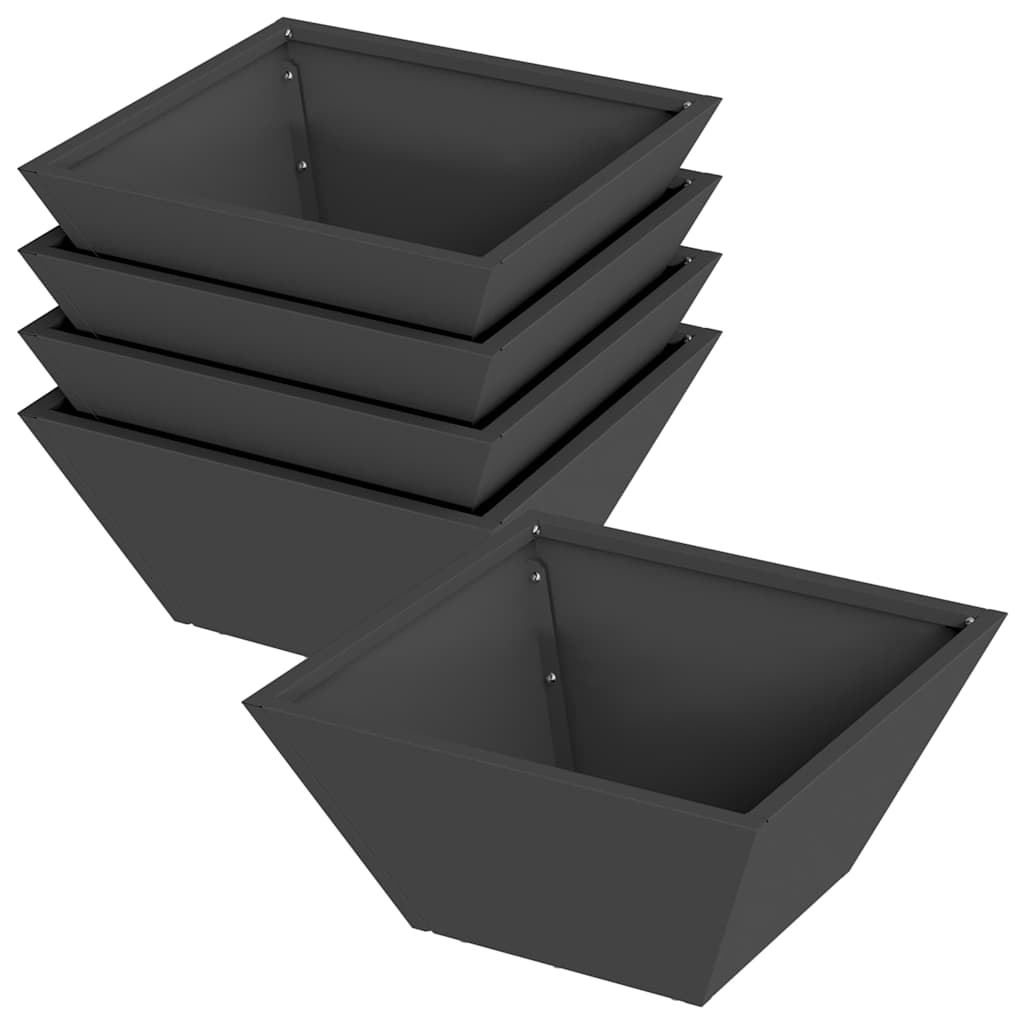 Vrtna saksija 5 pcs Crna 35 x 35 x 15 cm Čelična vrata