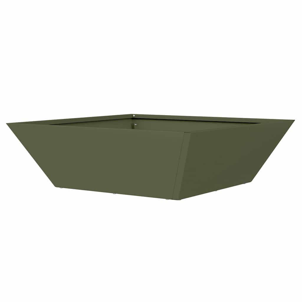 Vrtna saksija Maslinasto zelena 50 x 50 x 15 cm Čelična vrata