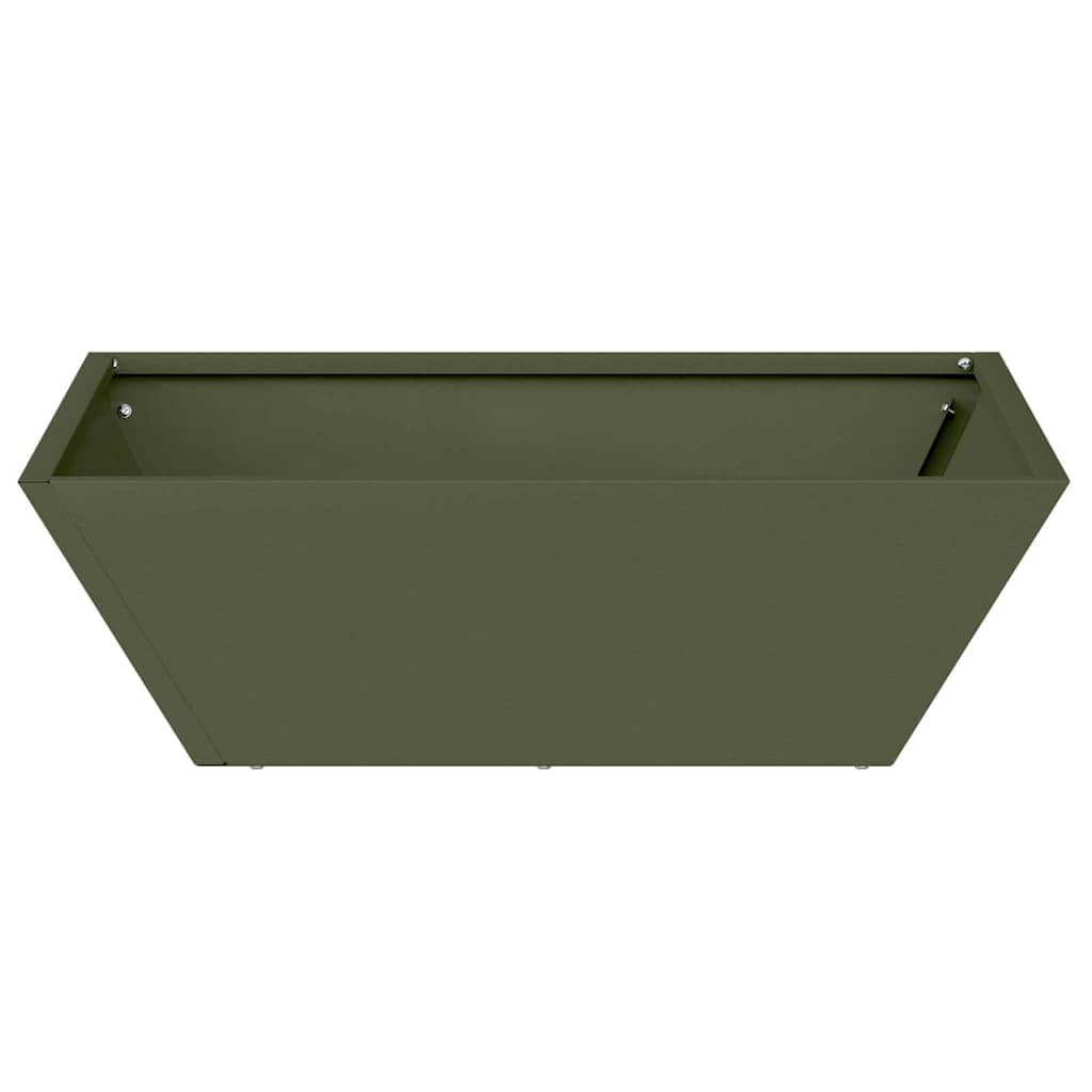 Vrtna saksija Maslinasto zelena 50 x 50 x 15 cm Čelična vrata