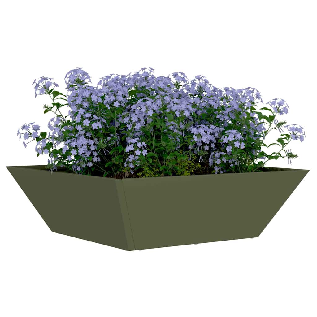 Vrtna saksija Maslinasto zelena 50 x 50 x 15 cm Čelična vrata