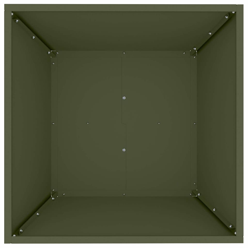 Vrtna saksija Maslinasto zelena 50 x 50 x 15 cm Čelična vrata