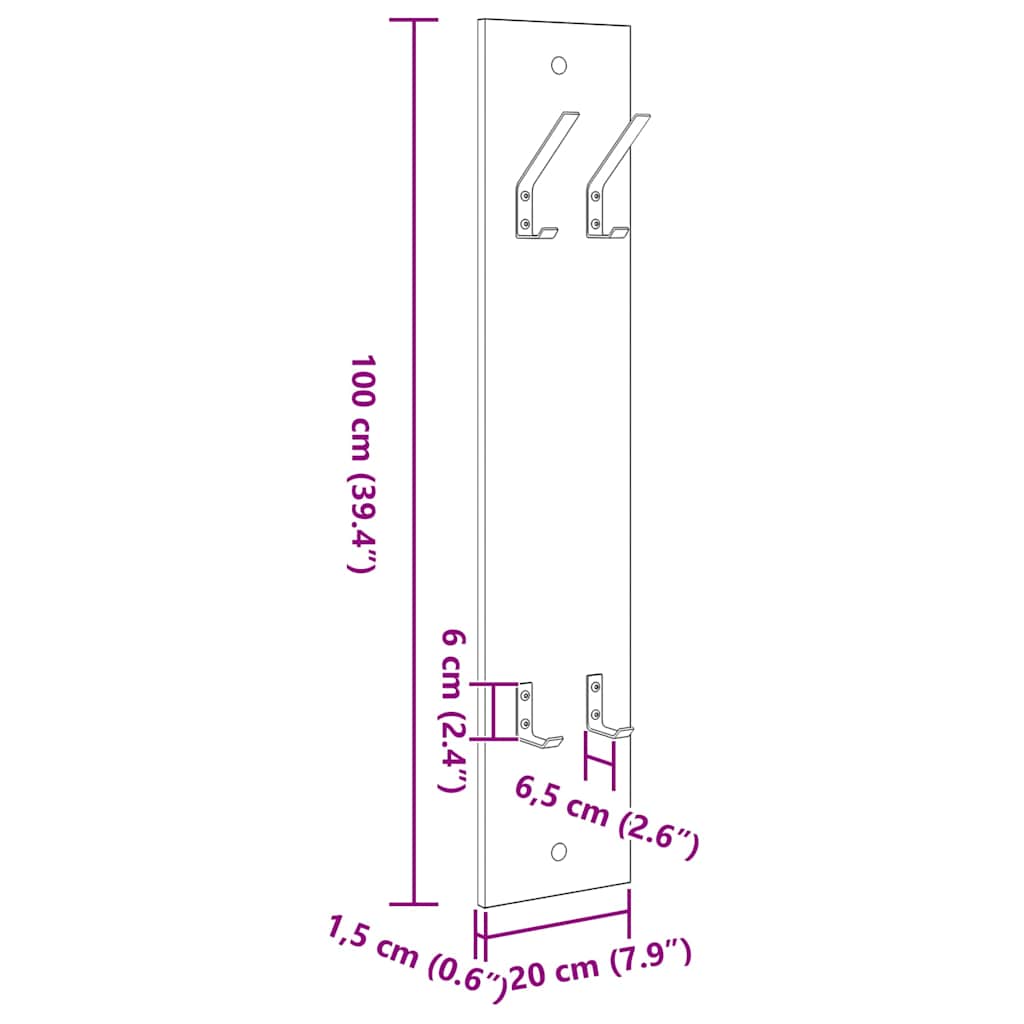 Vješalica za kapute na zidu sonoma hrast 20 x 1.5 x 100 cm