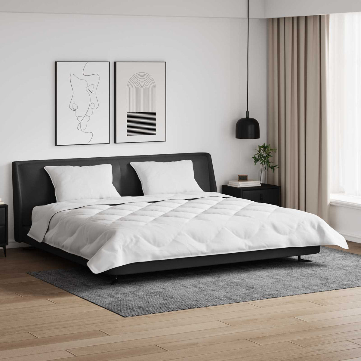 Duvet s jastucima s jastukom 3 kom. Bijelo Mikrofibra i Pero Bijela 200 x 220 cm,60 x 80 cm