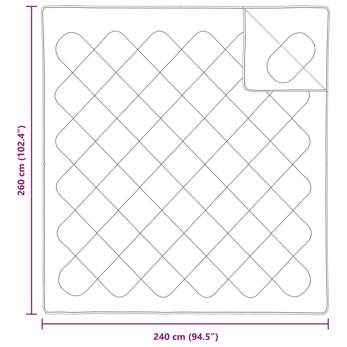 Set deka s jastukom 3 kom. Bijela Mikrovlakna 240 x 260 cm,60 x 80 cm