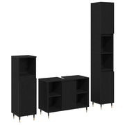 Set namještaja za kupaonicu 3 kom. Crni hrast 30 x 30 x 180 cm