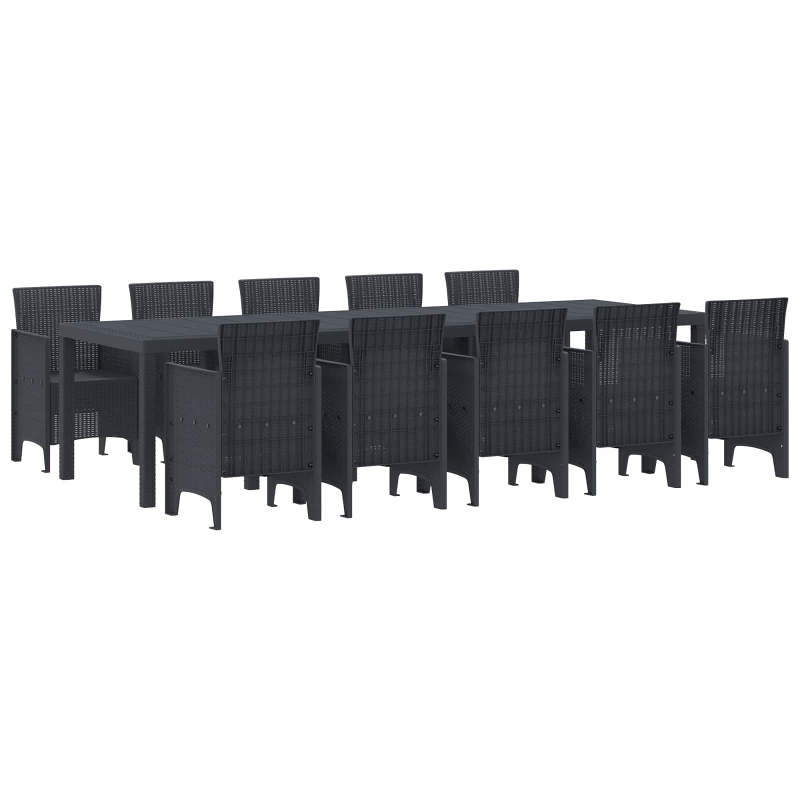 Vrtni set za objed 11 pcs Antracit Plastika
