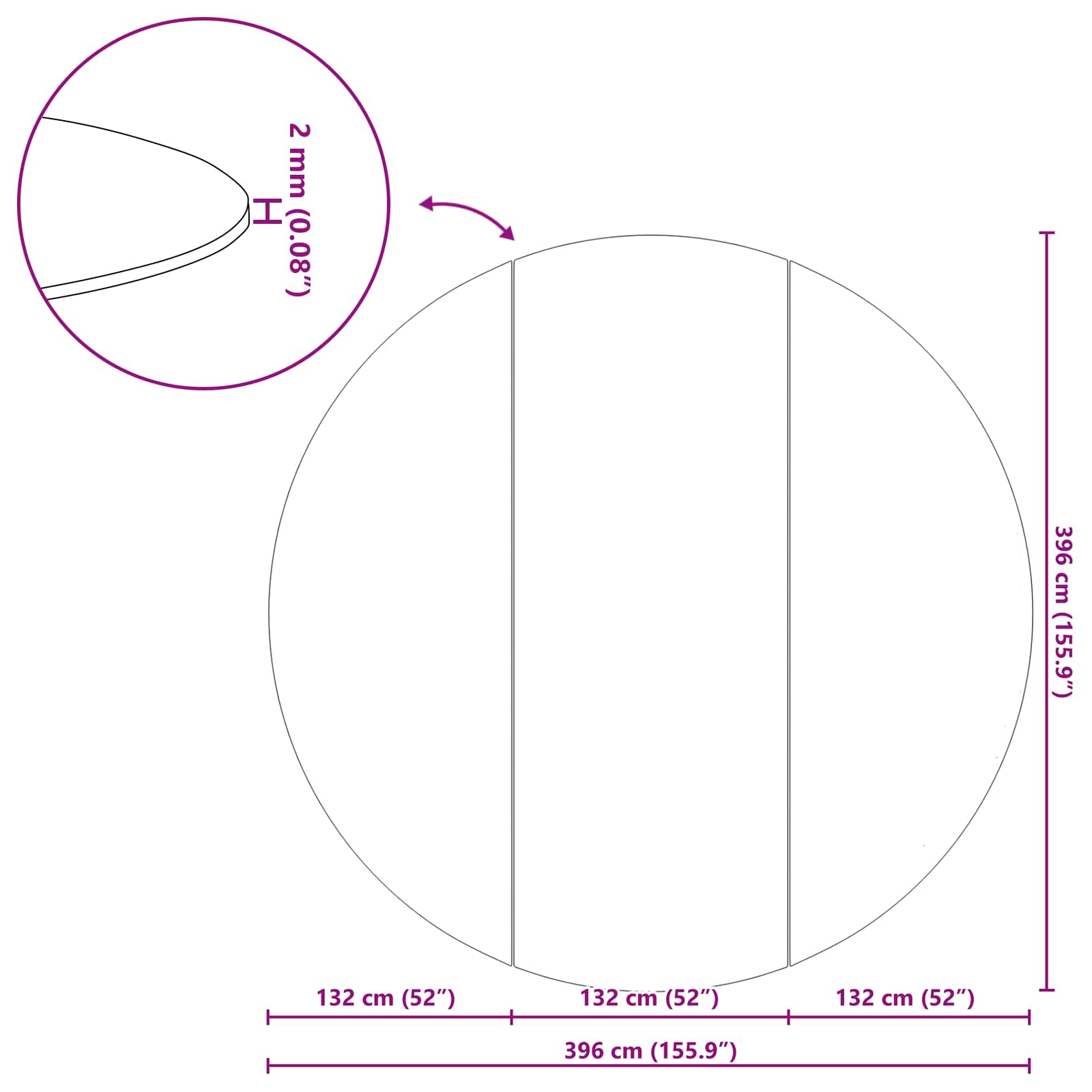 Podni sheet za bazen Crna Ø 396 cm Neslojno platno