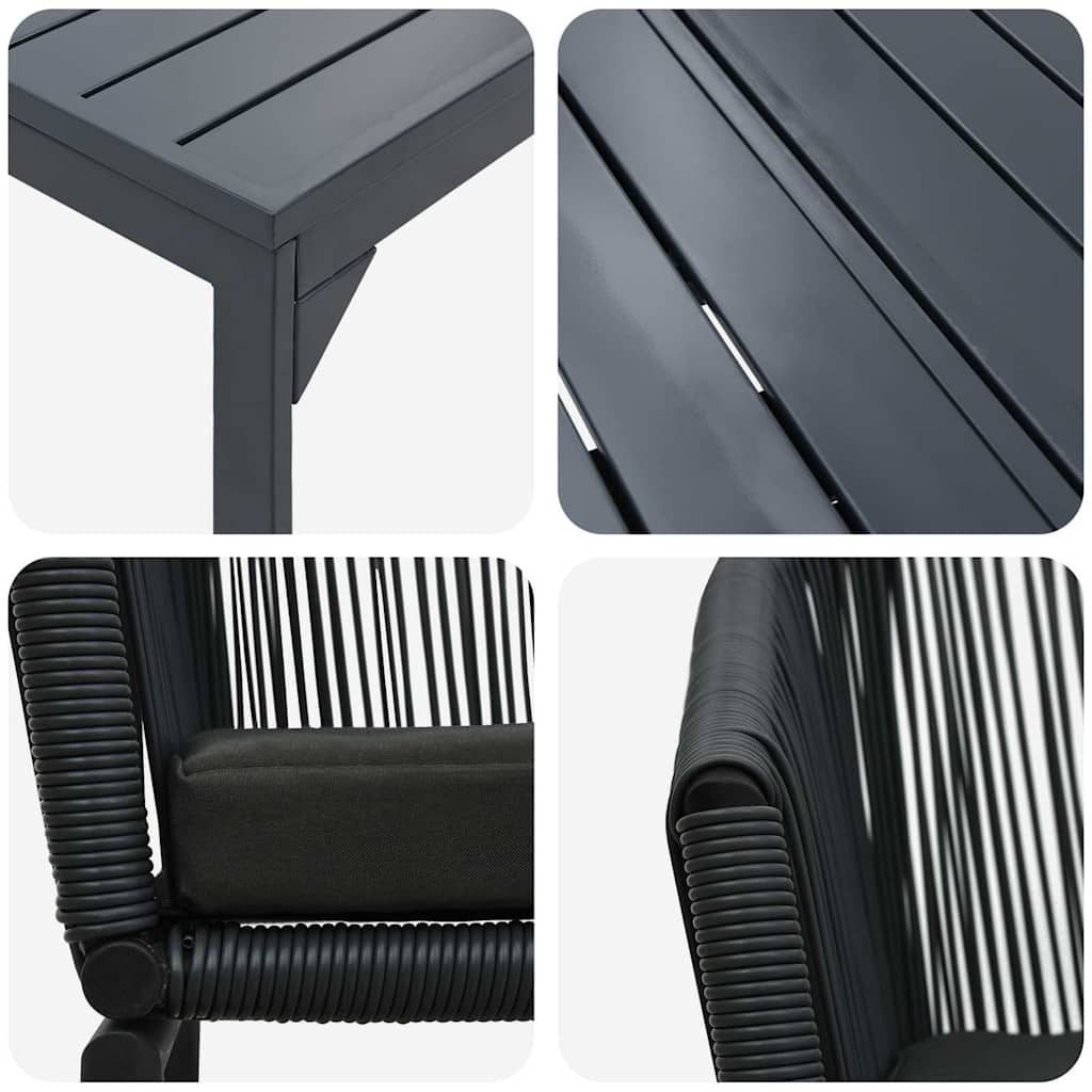 Vrtni set za objed 7 kom. Crna poliratan 180 x 80 x 74 cm