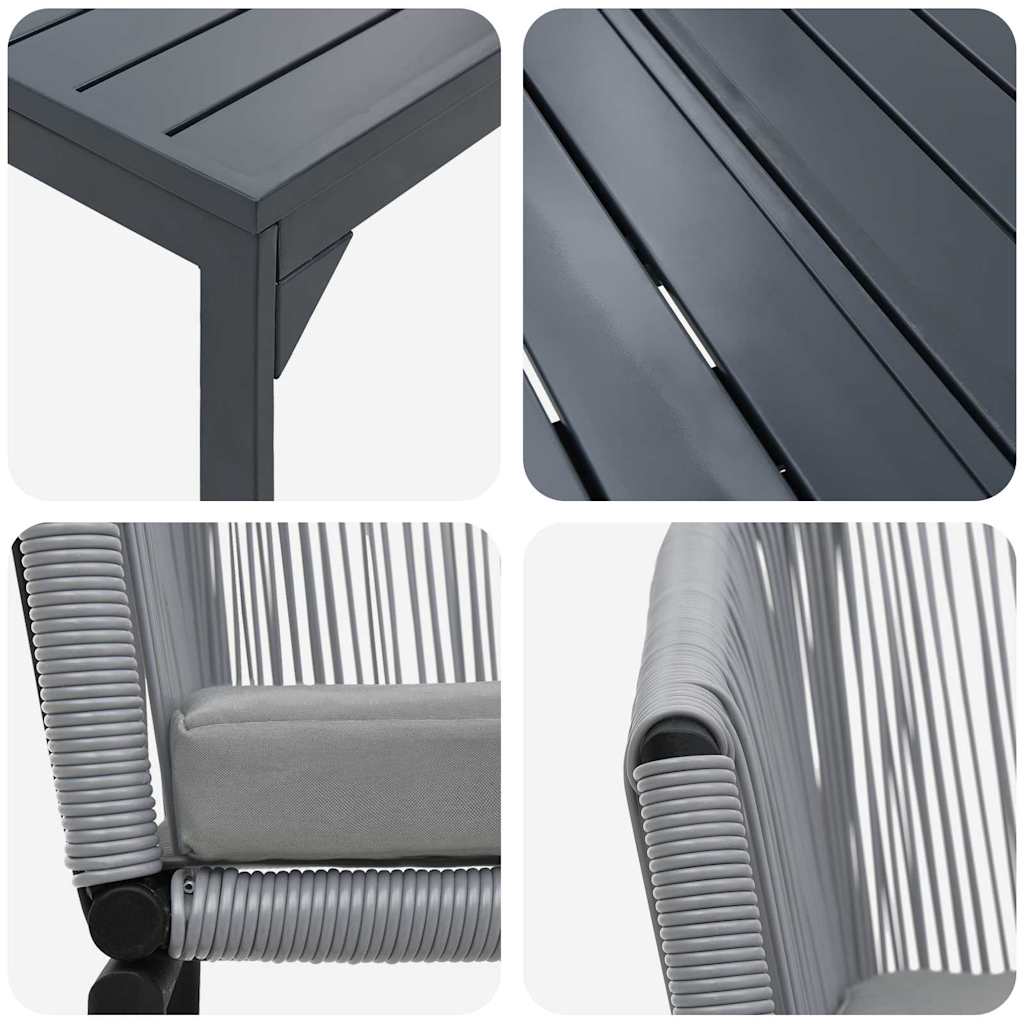 Vrtni set za objed 7 kom. Siva poliratan 180 x 80 x 74 cm