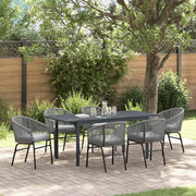 Vrtni set za objed 7 kom. Siva poliratan 180 x 80 x 74 cm