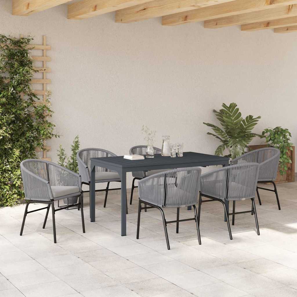 Vrtni set za objed 7 kom. Siva poliratan 180 x 80 x 74 cm