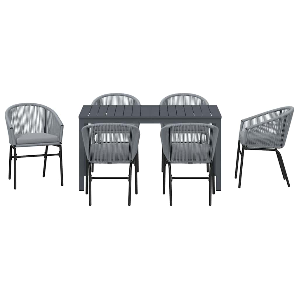 Vrtni set za objed 7 kom. Siva poliratan 180 x 80 x 74 cm