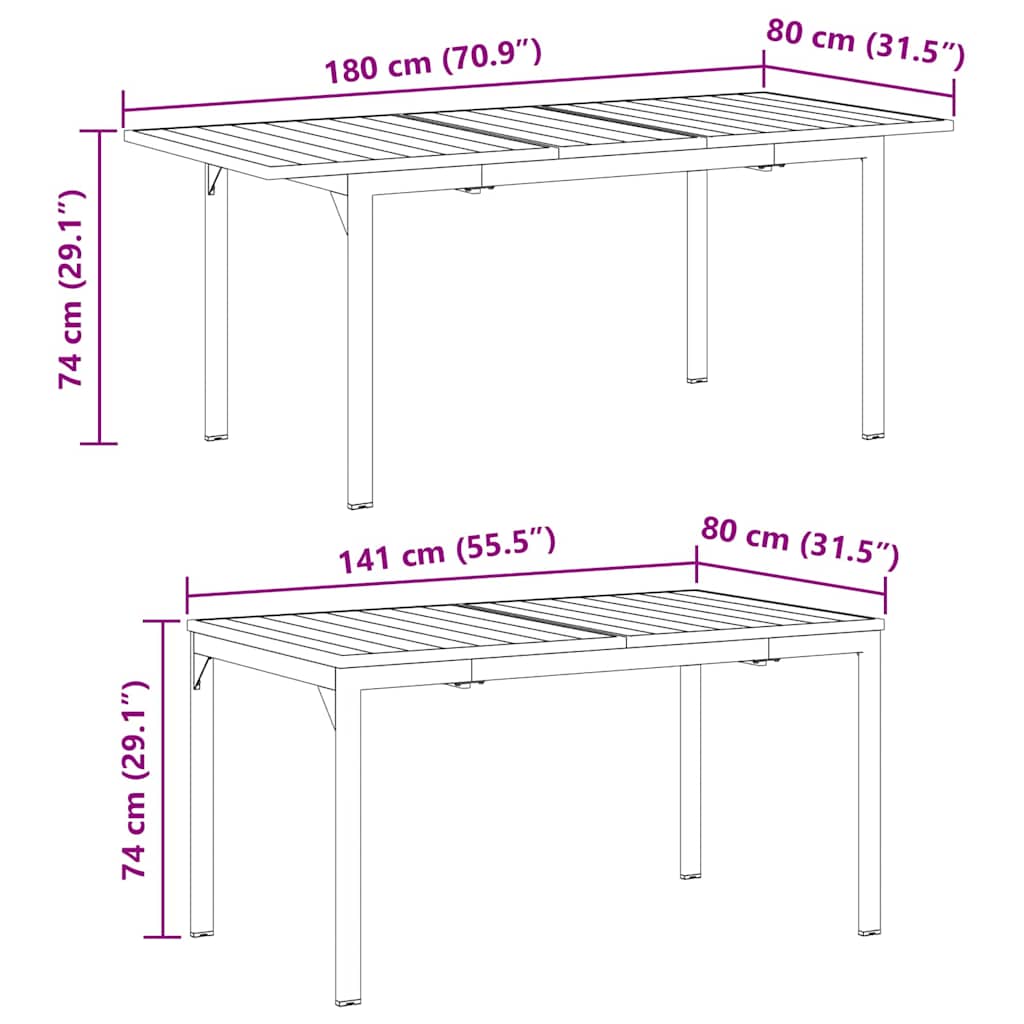 Vrtni set za objed 7 kom. Siva poliratan 180 x 80 x 74 cm