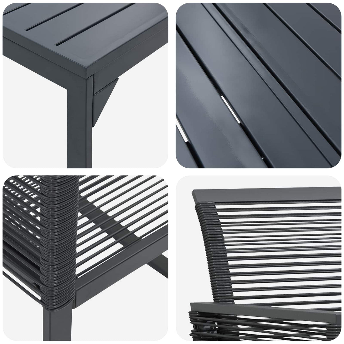 Vrtni set za objed 9 kom. Crna poliratan 180 x 80 x 74 cm