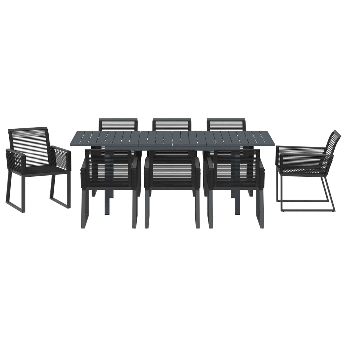 Vrtni set za objed 9 kom. Crna poliratan 180 x 80 x 74 cm