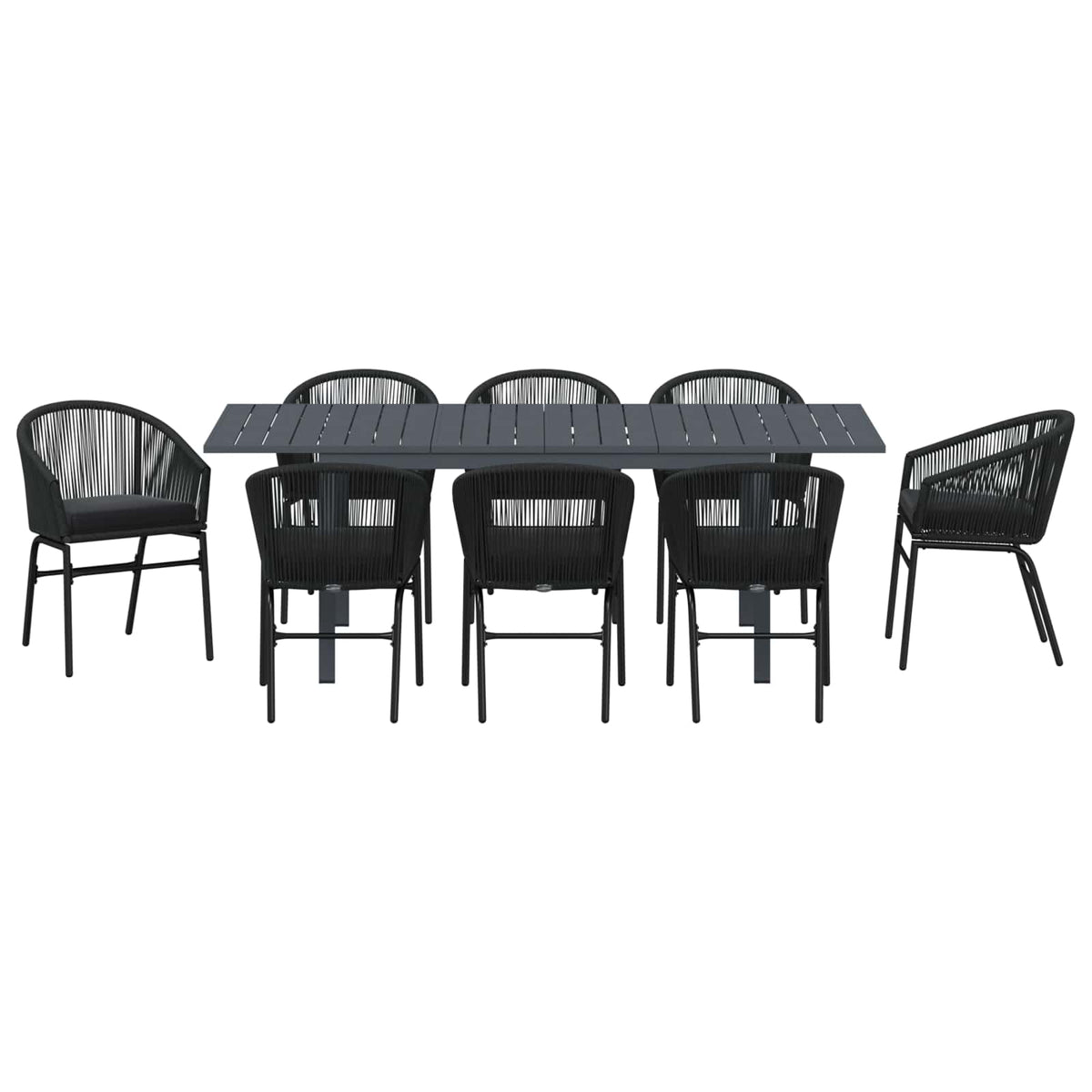 Vrtni set za objed 9 kom. Crna poliratan 211,5 x 90 x 74 cm