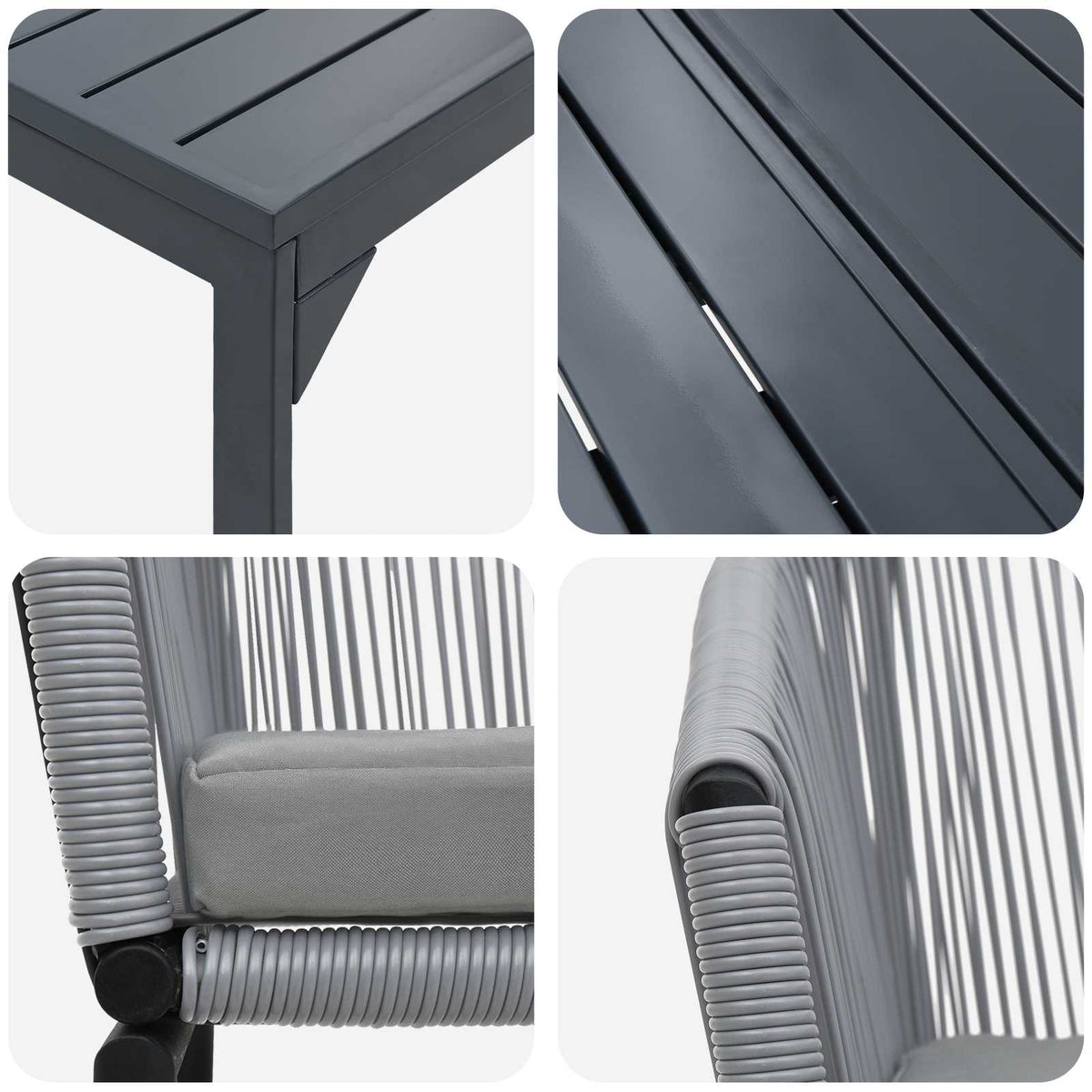 Vrtni set za objed 9 kom. Siva poliratan 211,5 x 90 x 74 cm