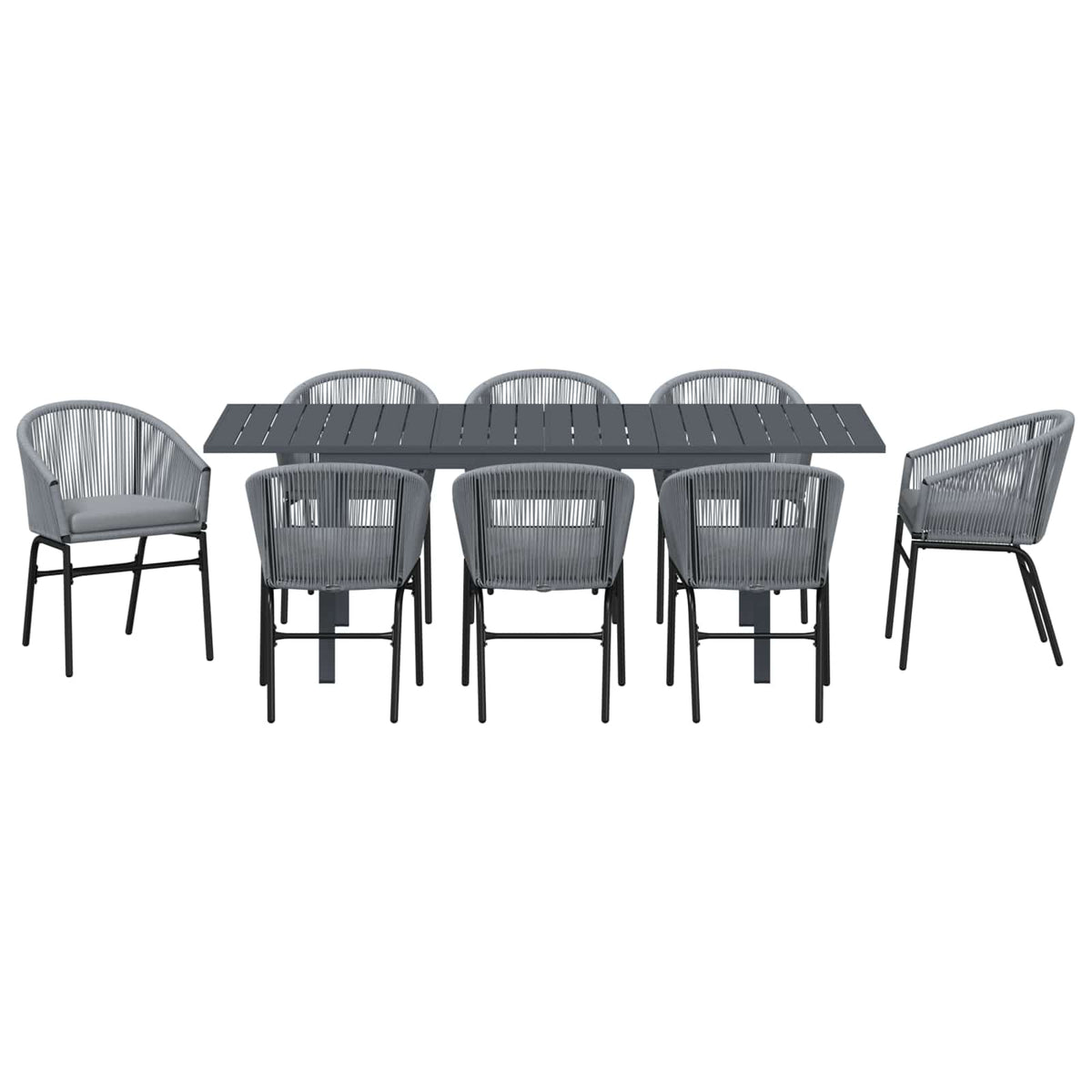 Vrtni set za objed 9 kom. Siva poliratan 211,5 x 90 x 74 cm