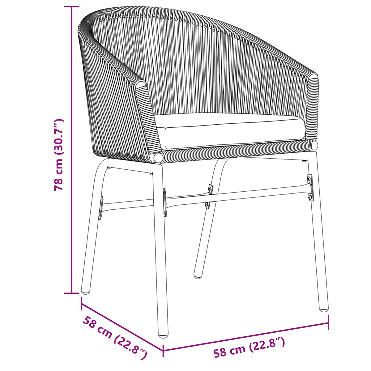 Vrtni set za objed 9 kom. Siva poliratan 211,5 x 90 x 74 cm