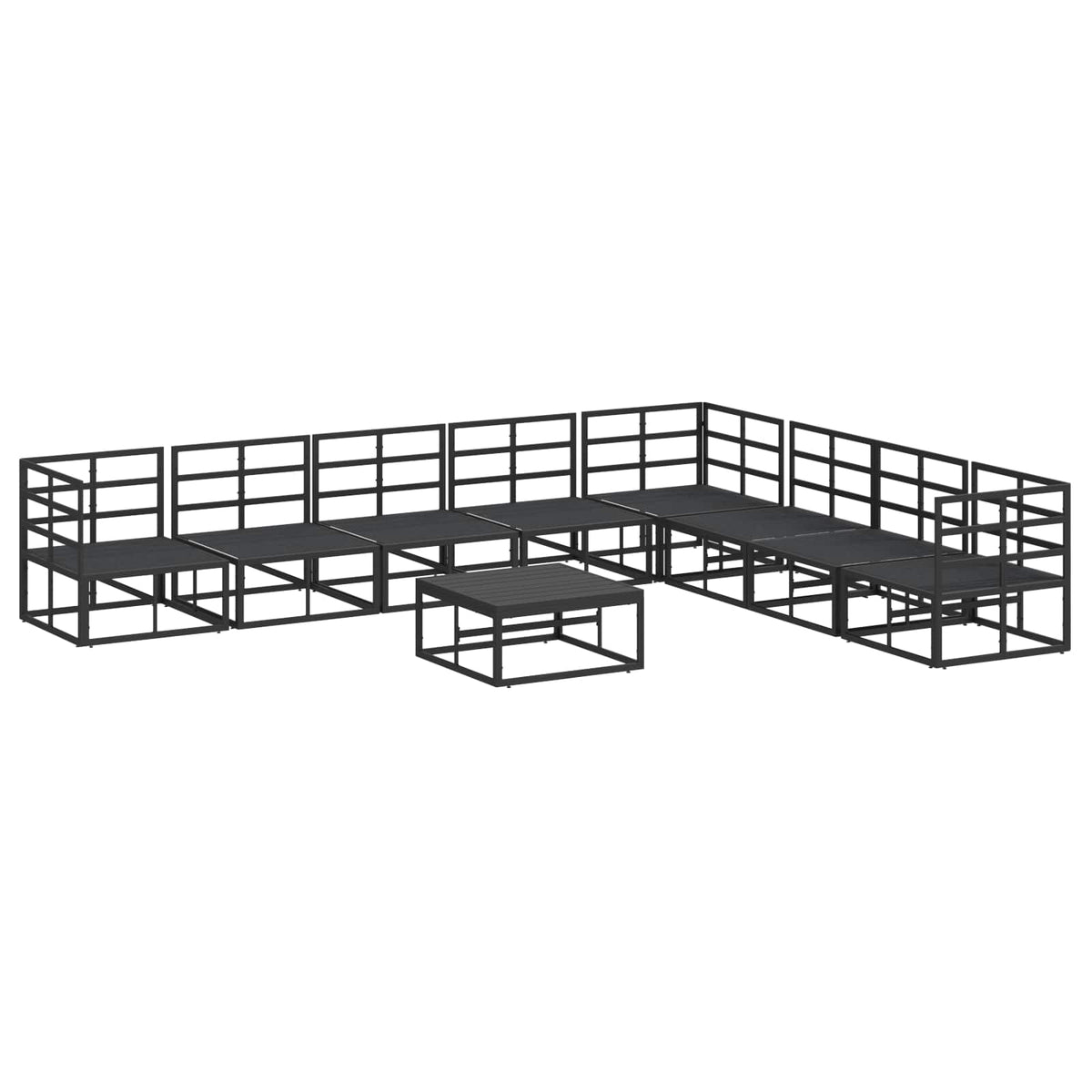 Sjedeća garnitura za vrt 9 kom. Crna Aluminij 353 x 283 x 71 cm