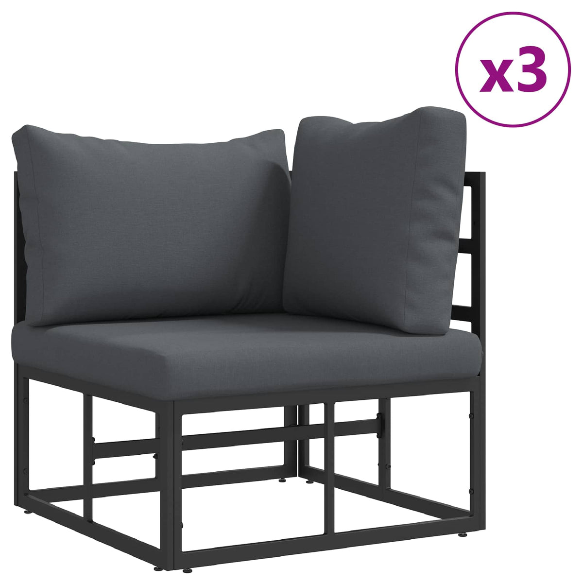 Sjedeća garnitura za vrt 9 kom. Crna Aluminij 353 x 283 x 71 cm