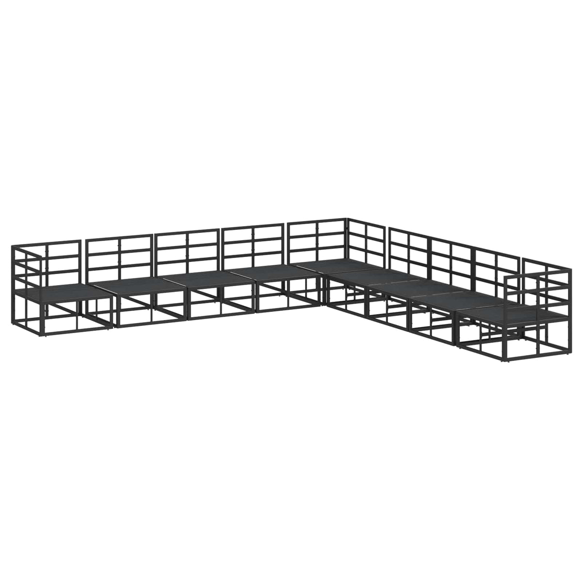Sjedeća garnitura za vrt 9 kom. Crna Aluminij 353 x 353 x 71 cm
