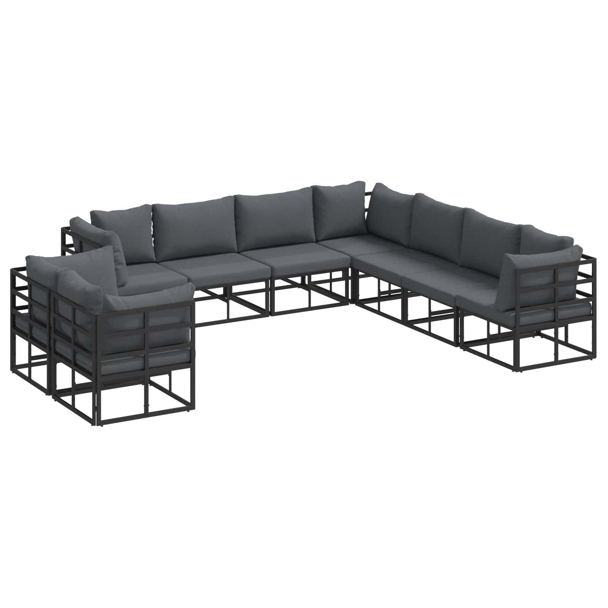 Sjedeća garnitura za vrt 9 kom. Crna Aluminij 283 x 283 x 71 cm