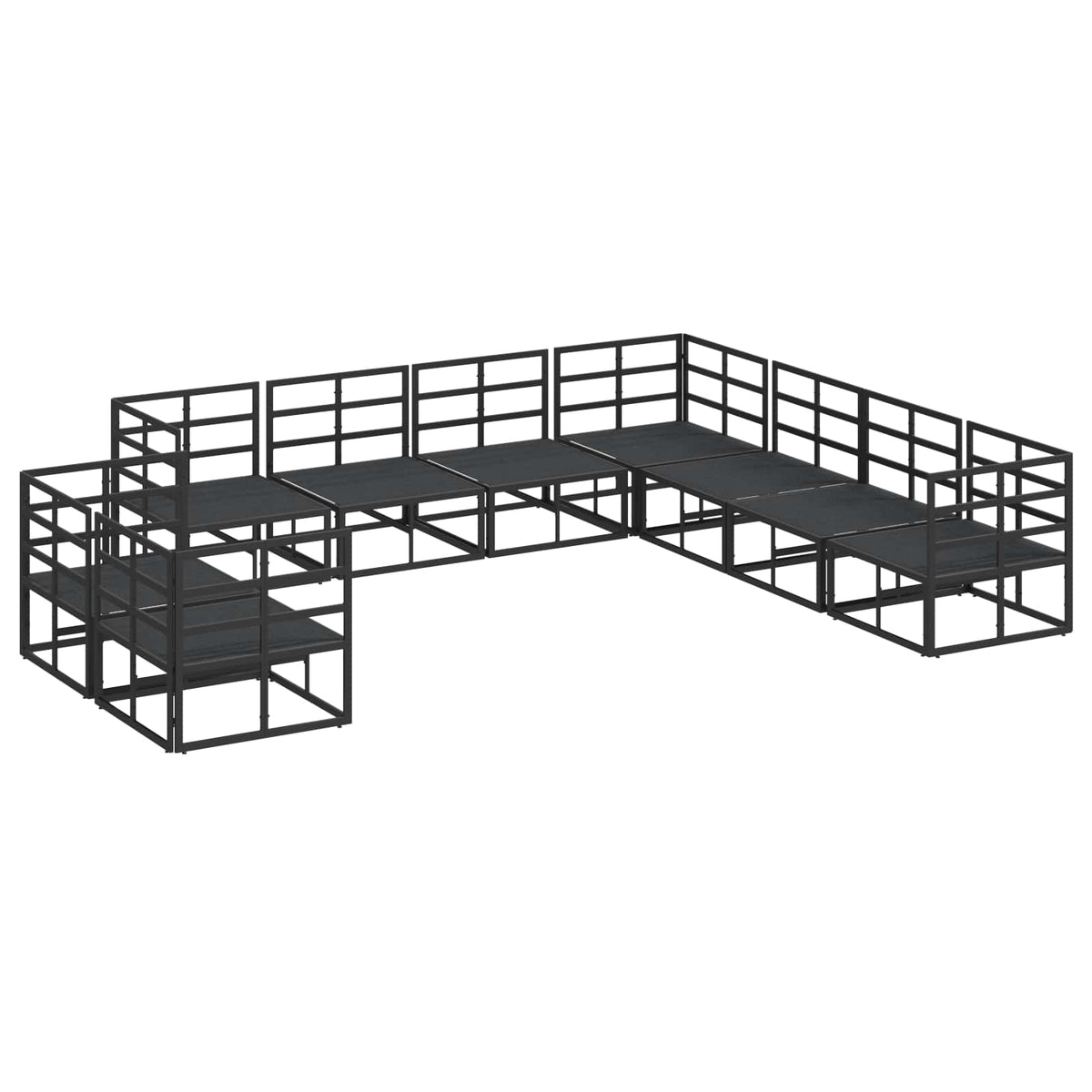 Sjedeća garnitura za vrt 9 kom. Crna Aluminij 283 x 283 x 71 cm
