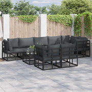 Sjedeća garnitura za vrt 9 kom. Crna Aluminij 353 x 143 x 71 cm