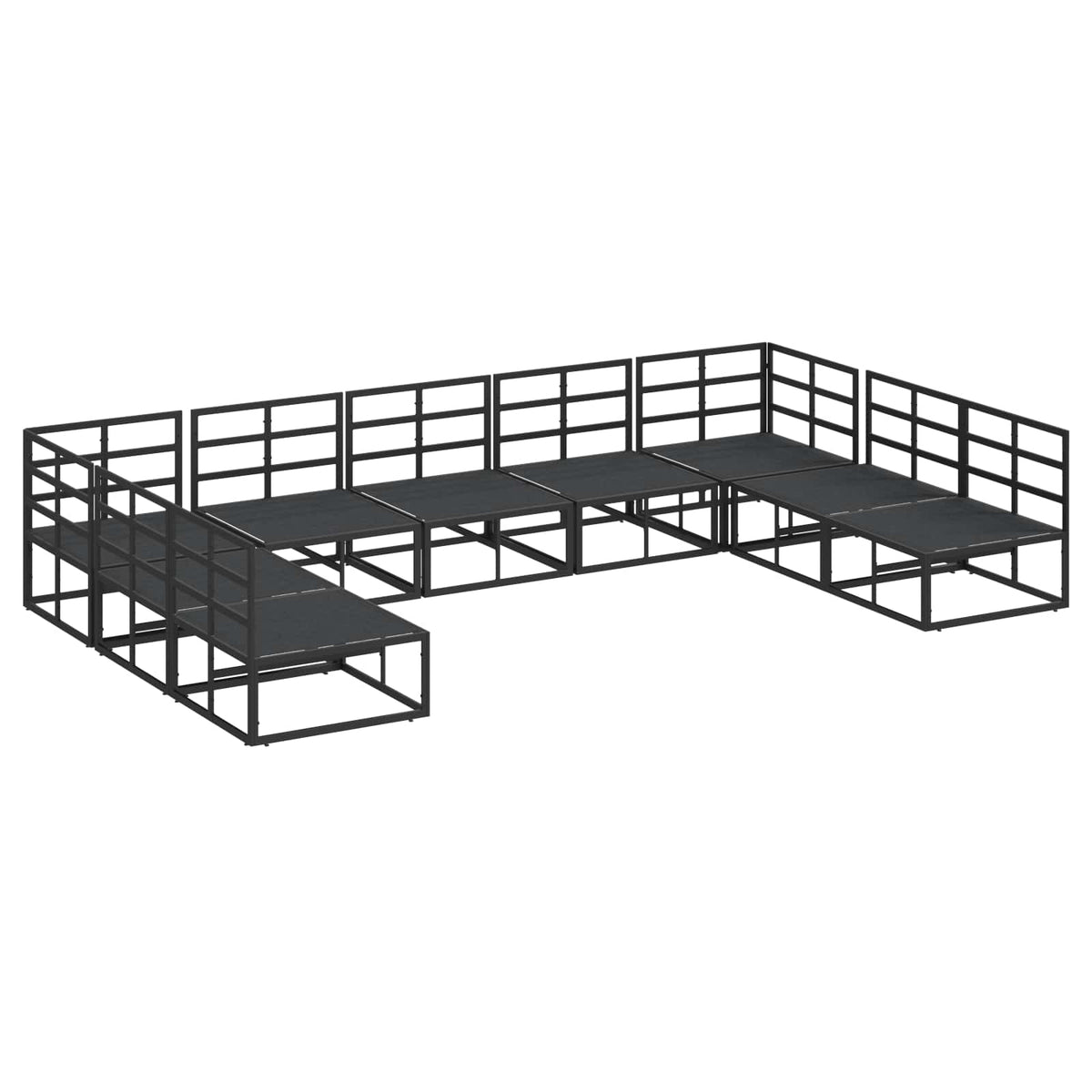 Sjedeća garnitura za vrt 9 kom. Crna Aluminij 353 x 211,5 x 71 cm