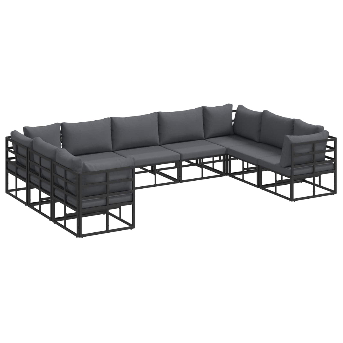 Sjedeća garnitura za vrt 9 kom. Crna Aluminij 423 x 213 x 71 cm