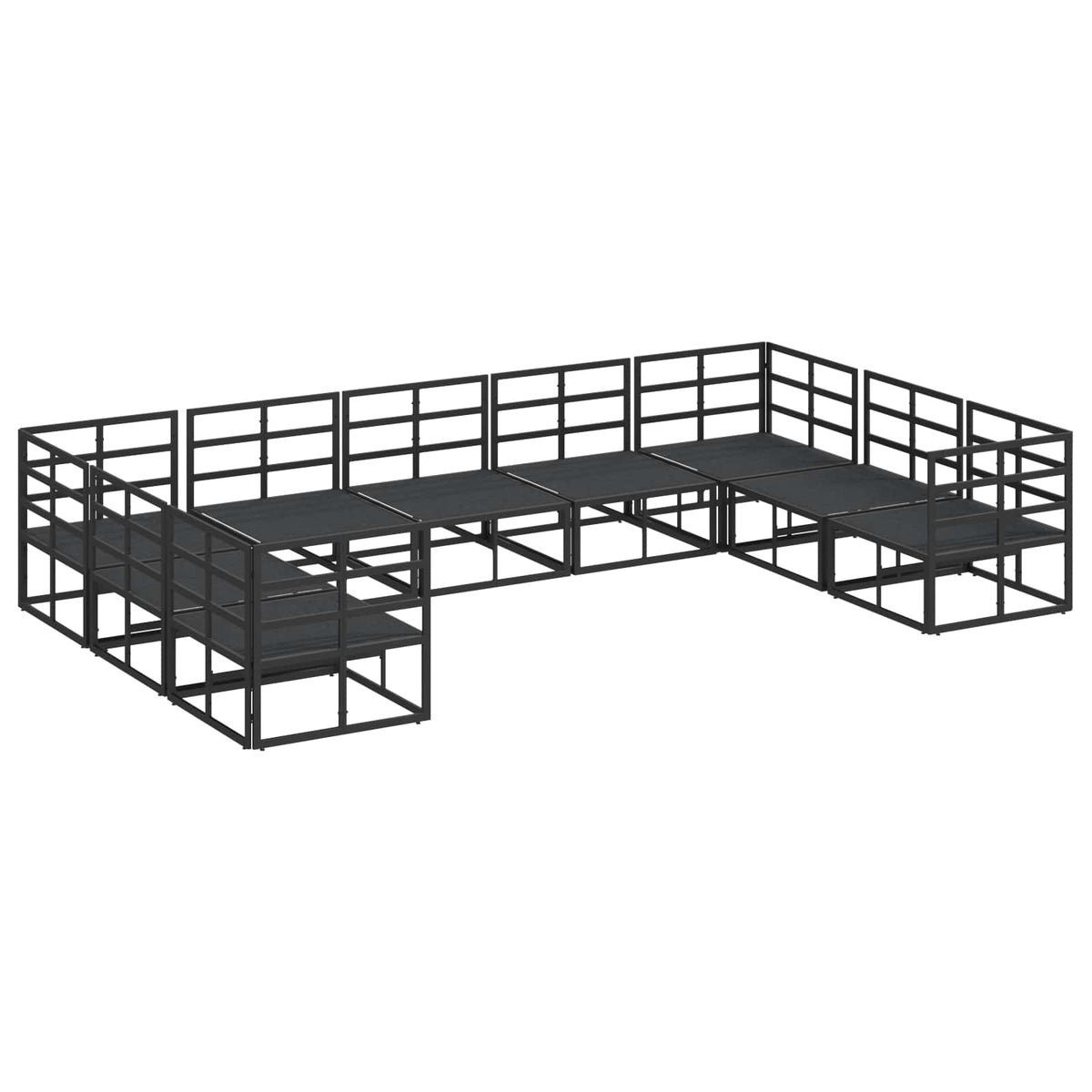 Sjedeća garnitura za vrt 9 kom. Crna Aluminij 423 x 213 x 71 cm