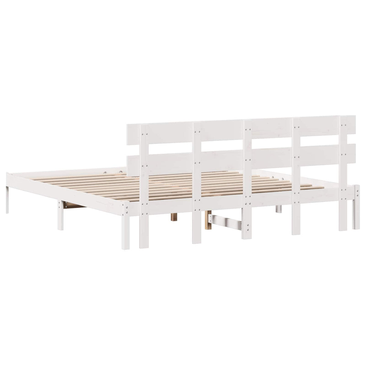 Krevetna konstrukcija Bijelo 200 x 200 cm Čvrsto borovo drvo Bijela 206.5 x 205.5 x 80.5 cm