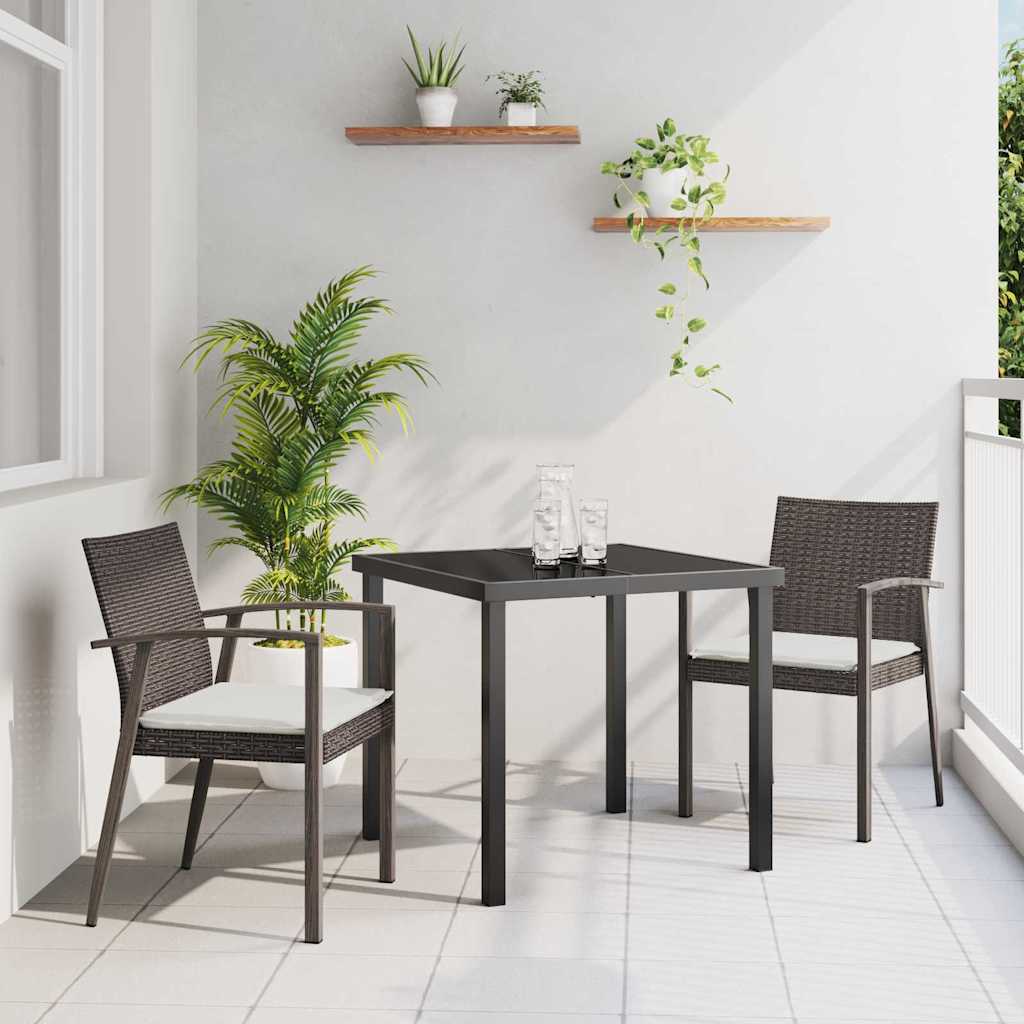 Vrtni set za objed 3 pcs Smeđa i crna PE ratan