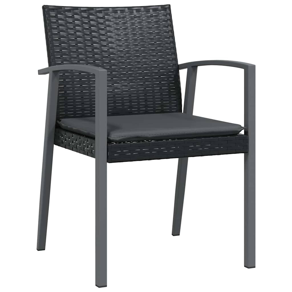 Vrtni set za objed 7 pcs Crna i Siva PE ratan