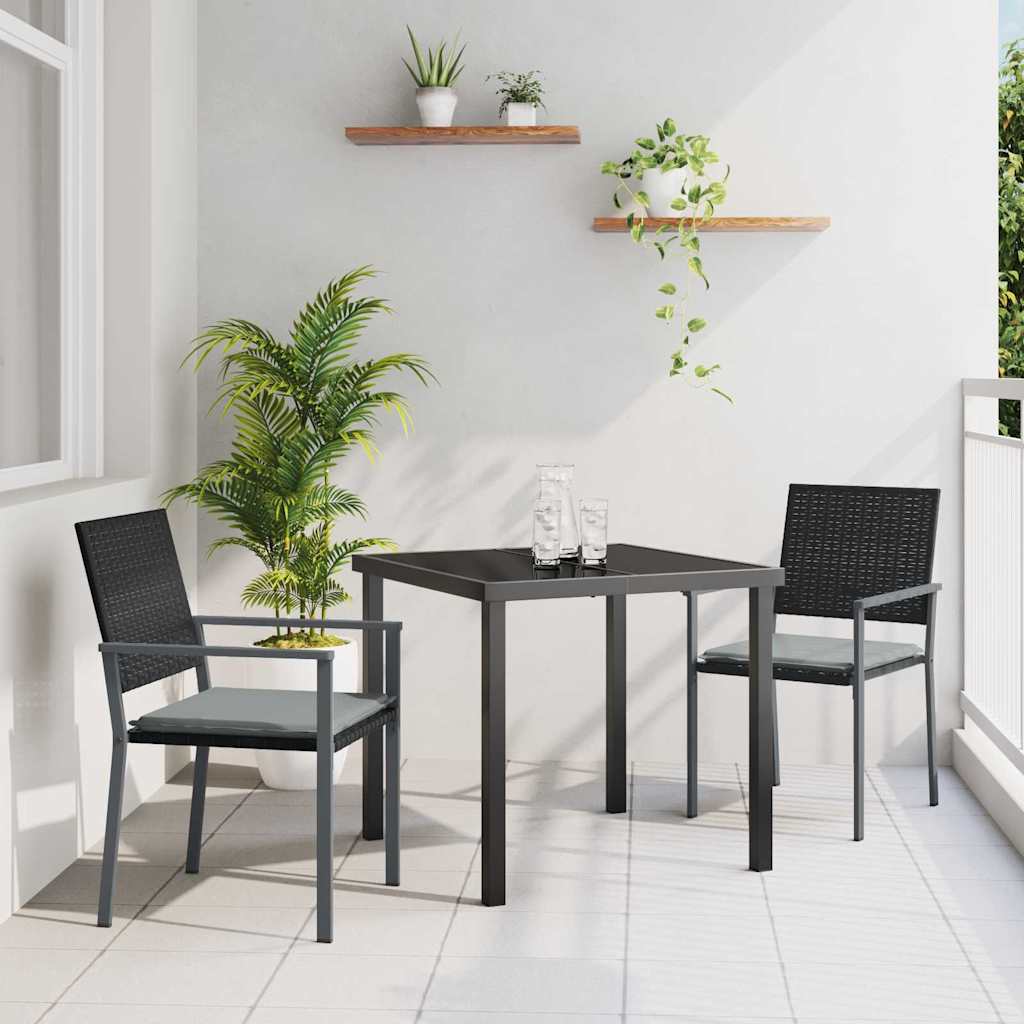 Vrtni set za objed 3 pcs Crna i svijetlo siva PE ratan