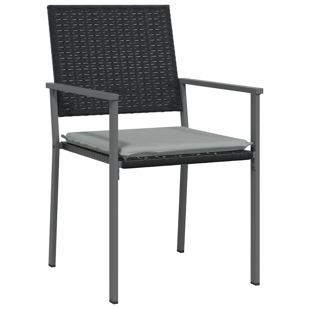 Vrtni set za objed 3 pcs Crna i svijetlo siva PE ratan