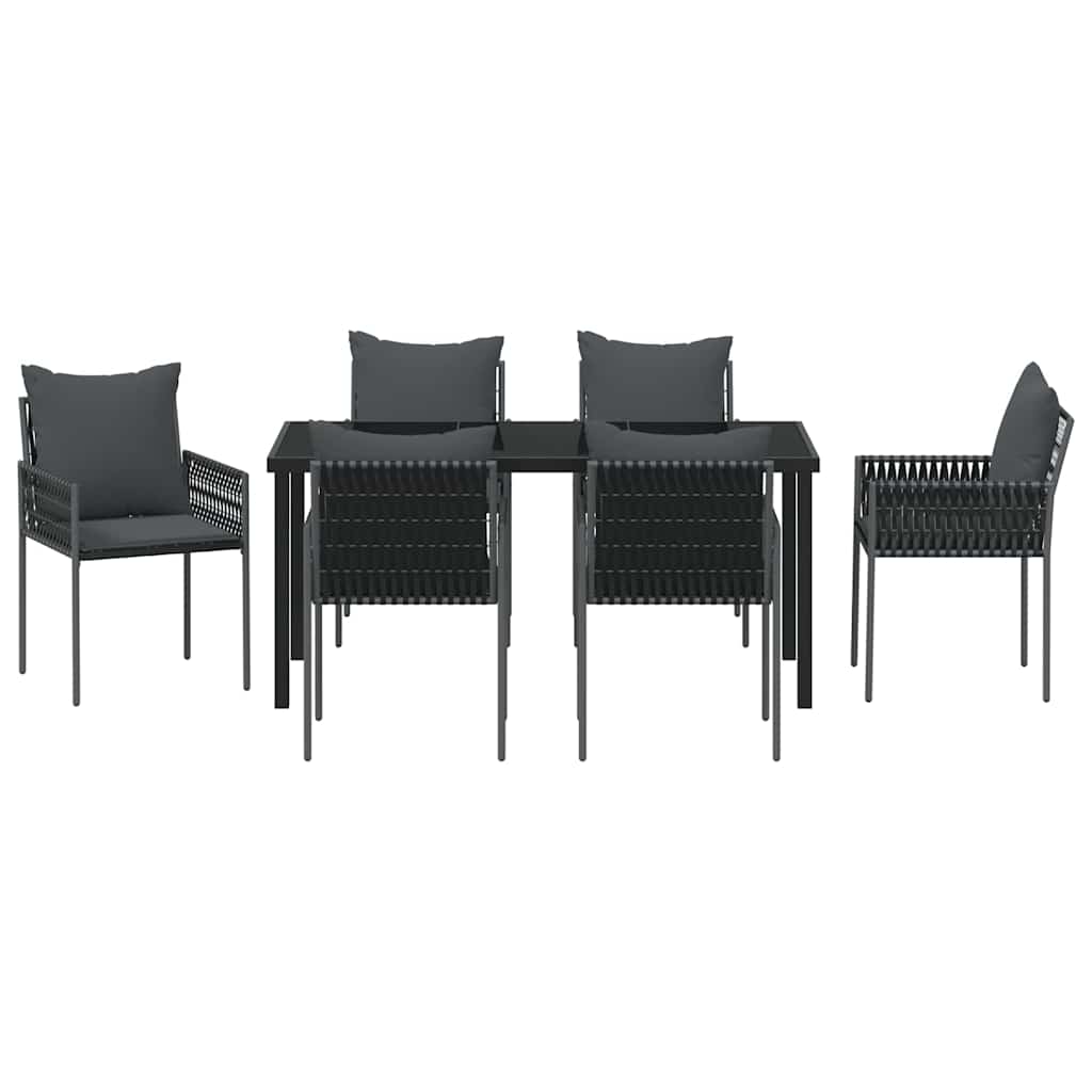 Vrtni set za objed 7 pcs Crna i Siva PE ratan