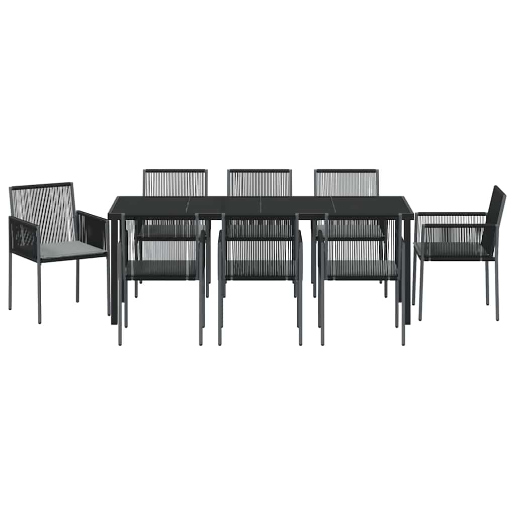 Vrtni set za objed 9 pcs Crna PE ratan