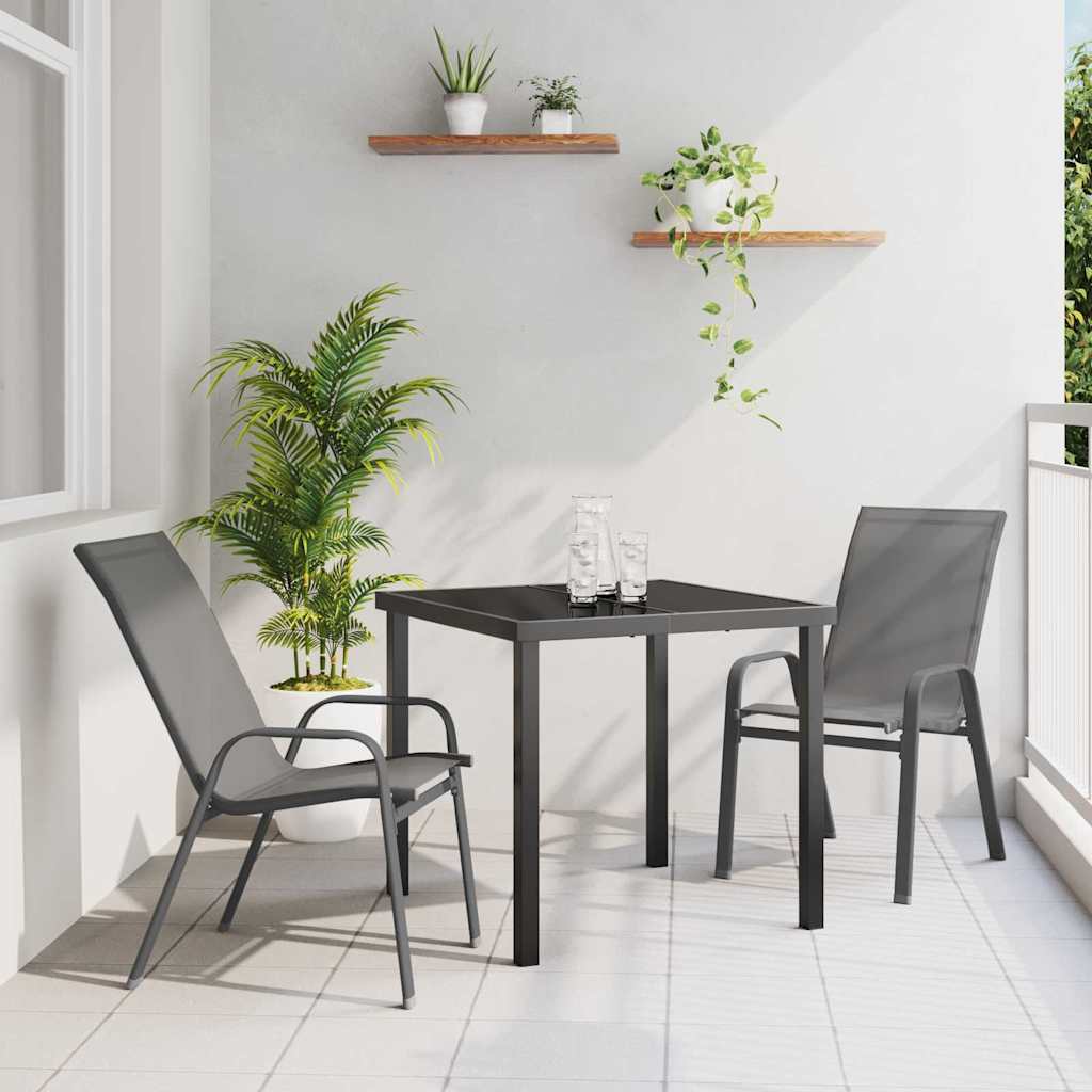Vrtni set za objed 3 pcs Siva i crna Čelik s prahom