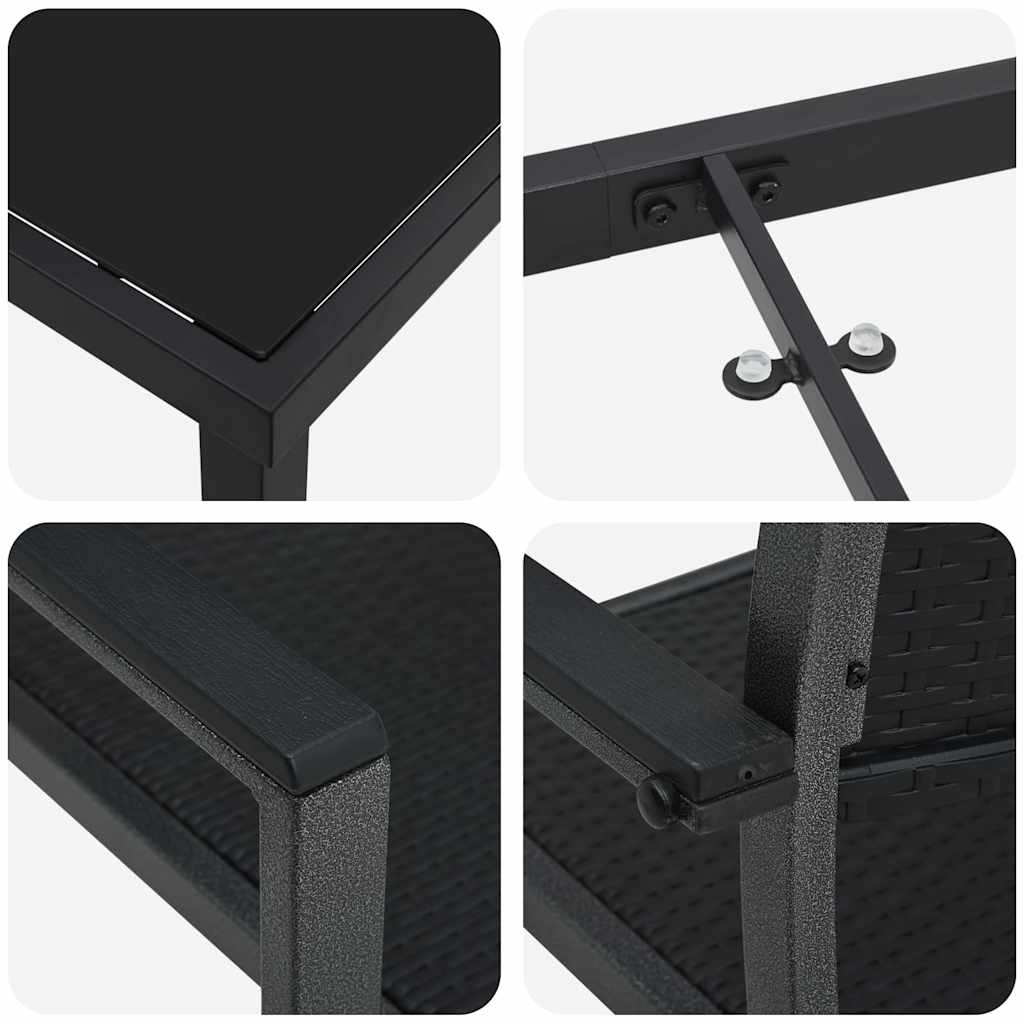 Vrtni set za objed 3 pcs Crna Čelik s prahom premazan